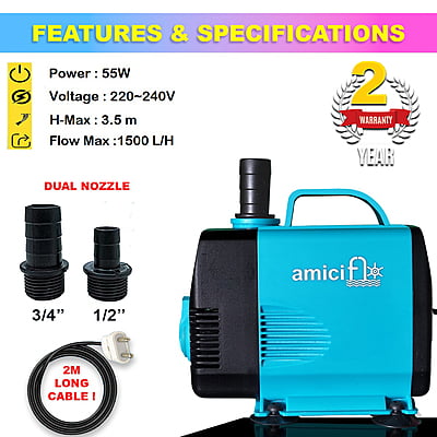 Submersible Pump Parts Type 1 (WB-S105) with 2 pin plug.