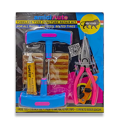 Puncture Repair Kit with Rubberized Anti-Slip Hand Tools for Better Grip