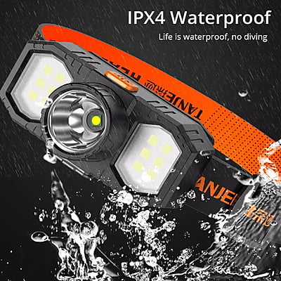Rechargeable Headlamp, 3-Mode COB LED Headlight with 1200mAh Built-in Battery IPX4 Waterproof Head Lamp for Camping Hiking Brand: amiciVision