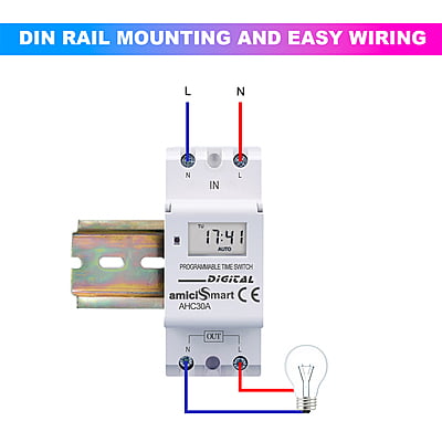 Programmable Timer Switch DIN Rail, 220V, 30A