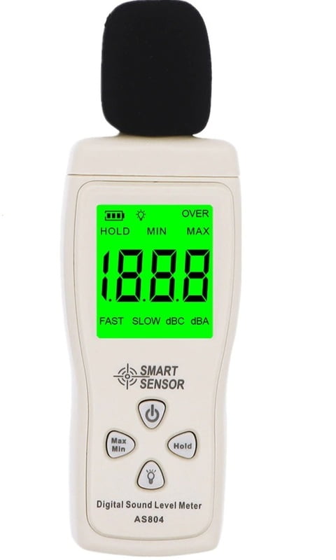 Digital Sound Level Meter, Decibel Meter 30-130db Audio Noise Measuring Device Backlit, Max/Min, Fast/Slow, Auto Shut with 9V Battery