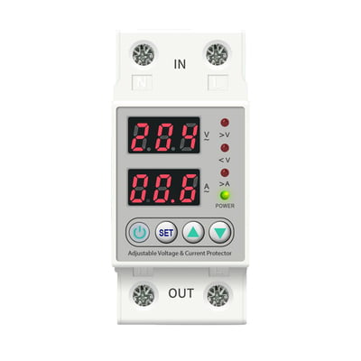 Automatic Over/Under Voltage (Adjustable Setting) Protection with Auto Re-connect LED Display Standard Din-Rail Mounted Single Phase 220V, 63A