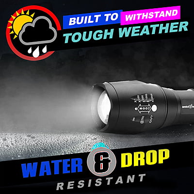 G700 Metal LED Torch Flashlight , XML T6 Water Resistance With Adjustable Focus and 1x18650 Rechargeable Battery and Smart Battery Charger